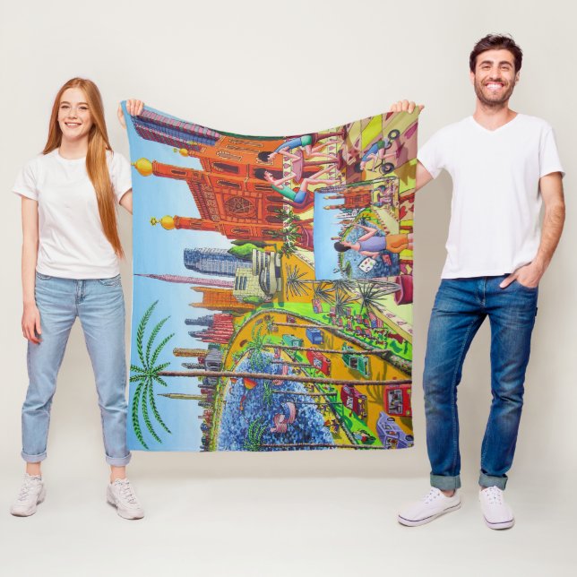 New York City Painting Fleece Blanket (In Situ)