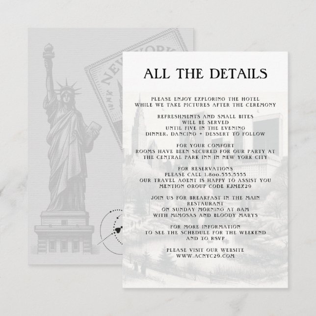 New York City Passport Details Enclosure Card (Front/Back)