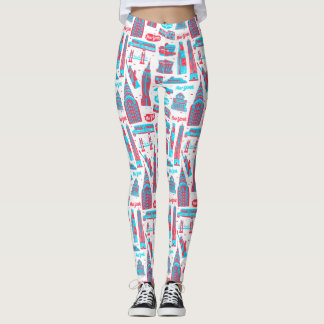 New York City Pattern White Leggings