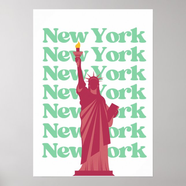 New York City Pink Green NYC Travel  Poster (Front)