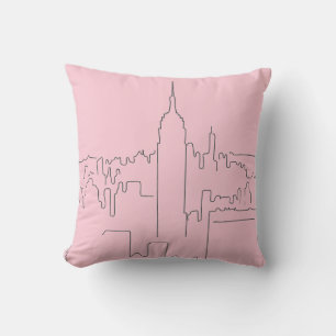 New York City Pink Minimal Line Cushion