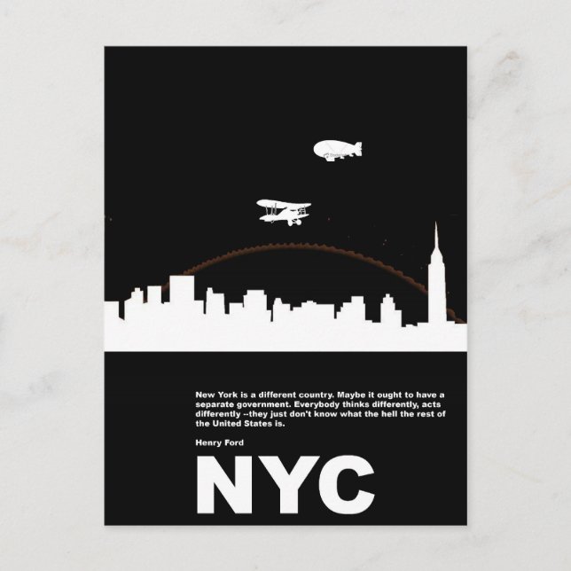 New York City Poster Black Postcard (Front)