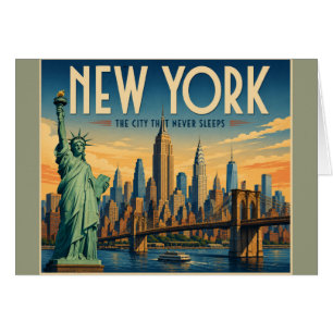 New York City Poster - Liberty & Skyline