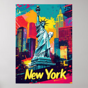 new york city poster, nyc skyline art, manhattan w poster