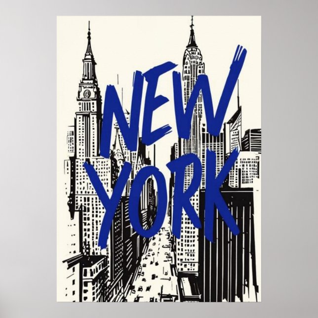 new york city poster, nyc skyline art, manhattan w poster (Front)