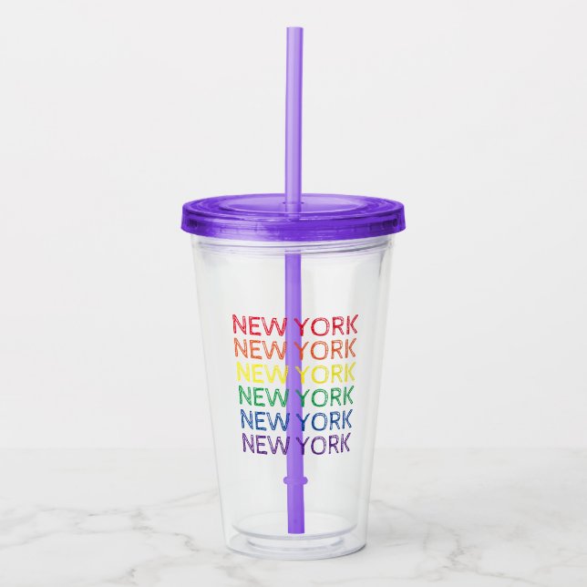 New York City Rainbow LGBT Gay Pride NYC Acrylic Tumbler (Front)