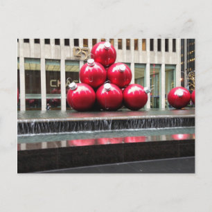 New York City Red Christmas Balls Holidays in NYC Holiday Postcard