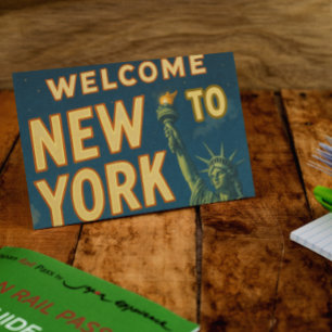 New York City Retro Statue of Liberty Vintage art Postcard