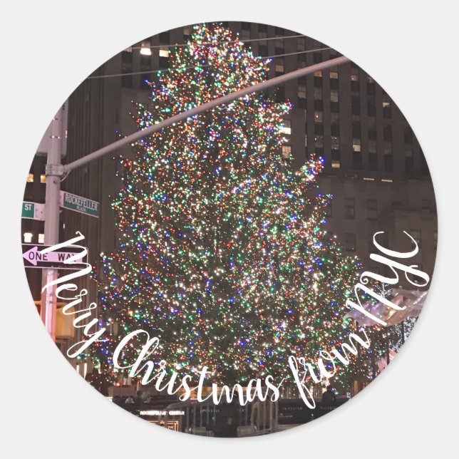 New York City Rockefeller Centre Christmas Tree Classic Round Sticker (Front)