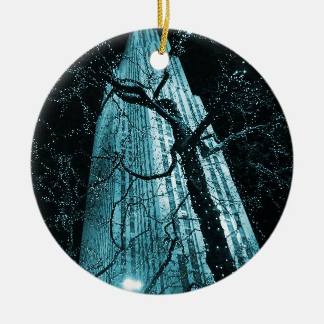 New York City Rockefeller Centre Tree Ceramic Ornament (Front)