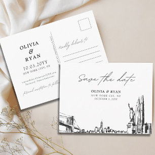 New York City Save the Date Postcard for Weddings