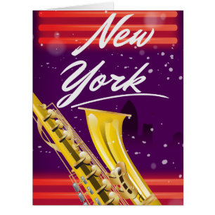 New York City saxophone travel poster