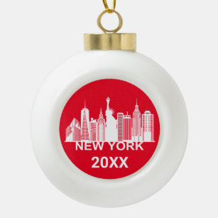 New York city silhouette Ceramic Ball Christmas Ornament