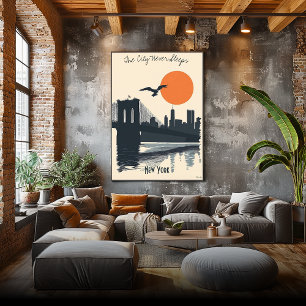 New York City Silhouettes - Skyline Reflections Poster