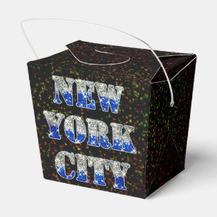 New York City Silver Blue Glitters Favour Box