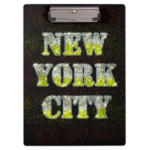 New York City Silver Gold Glitters Clipboard