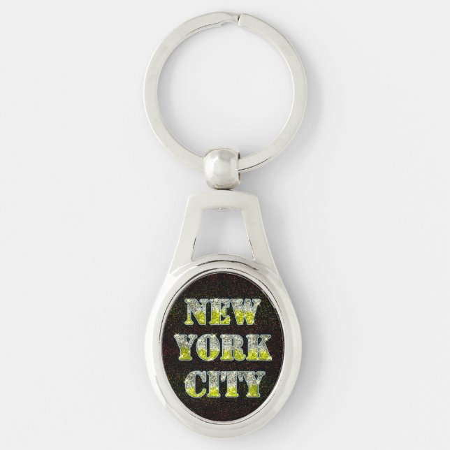 New York City Silver Gold Glitters Key Ring (Front)