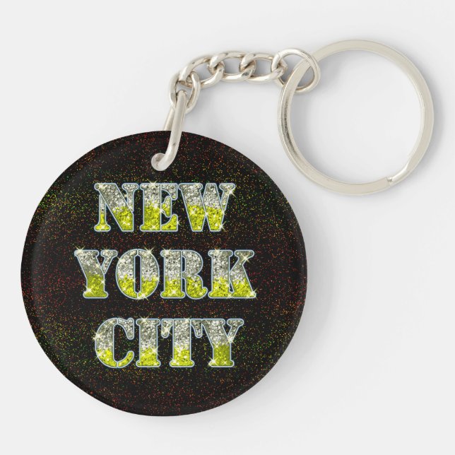 New York City Silver Gold Glitters Key Ring (Back)
