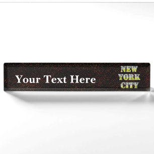 New York City Silver Gold Glitters Nameplate
