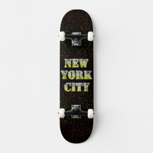 New York City Silver Gold Glitters Skateboard
