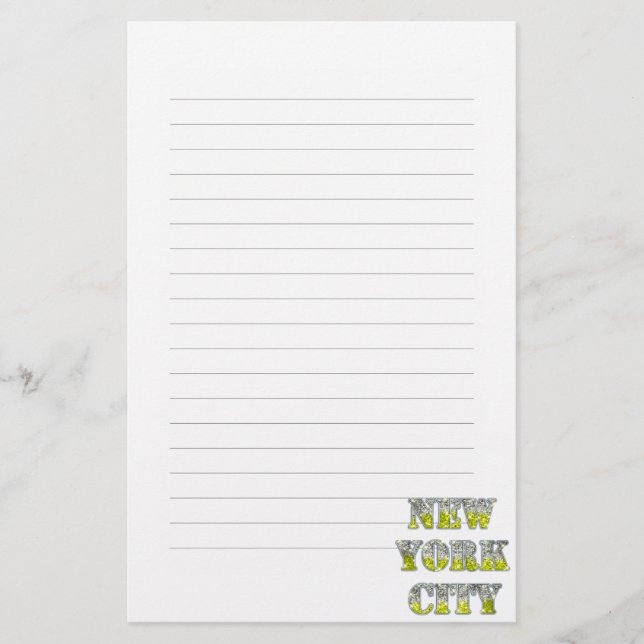 New York City Silver Gold Glitters Stationery (Front)