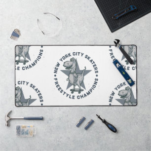 New York City Skaters Retro Vintage Graphic Tee Desk Mat