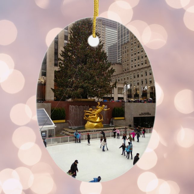 New York City Skating Rink Christmas Holiday NYC Ceramic Ornament (NYC Christmas Ornament)