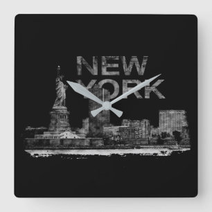 New York City Sketch - mixed media Square Wall Clock