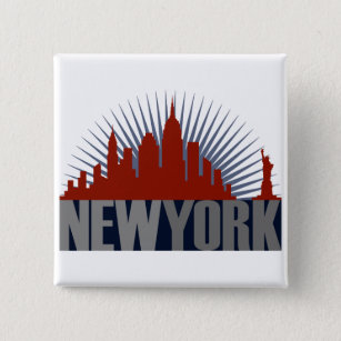 New York City Skyline 15 Cm Square Badge