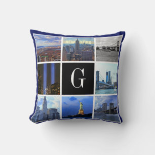 New York City Skyline 8 Image Photo Collage Cushion