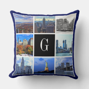 New York City Skyline 8 Image Photo Collage Cushion