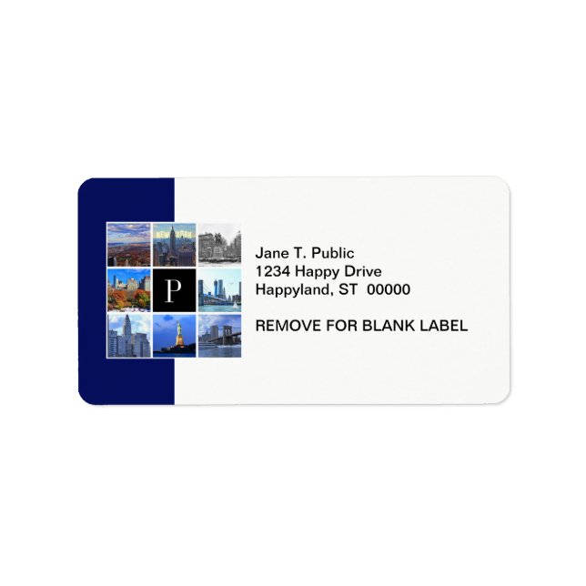 New York City Skyline 8 Image Photo Collage Label (Front)