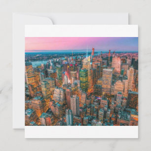 New York City Skyline at Sunset NYC Twilight Holiday Card