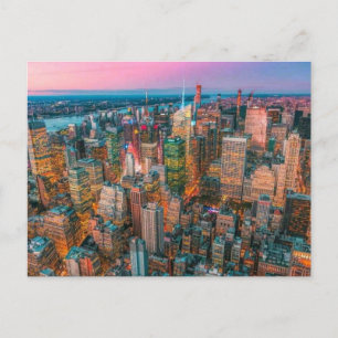New York City Skyline at Sunset NYC Twilight Postcard