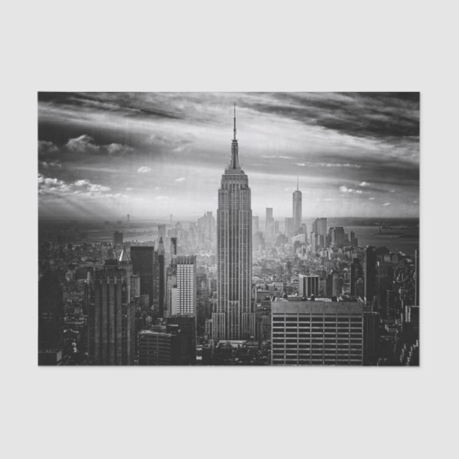 New York City skyline black and white Tissue Paper (Front)