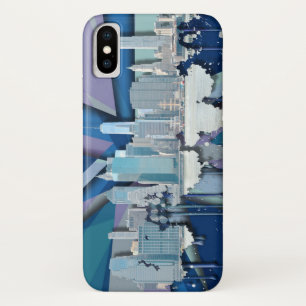 New York City Skyline   Blue 3D iPhone X Case