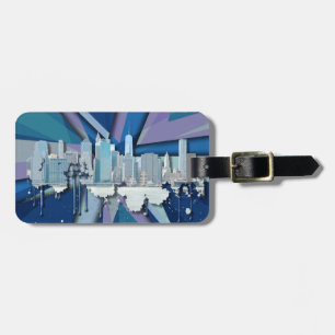 New York City Skyline Blue 3D Luggage Tag