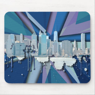 New York City Skyline   Blue 3D Mouse Pad