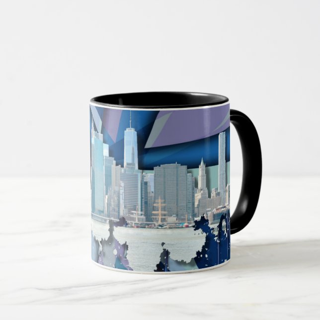 New York City Skyline | Blue 3D Mug (Front Right)