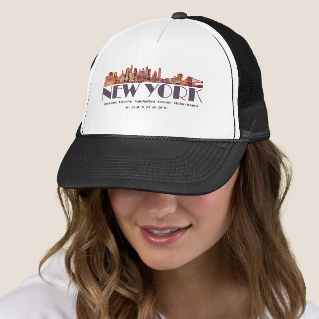 New York City Skyline. Boroughs and Coordinates Trucker Hat (Creator Uploaded)