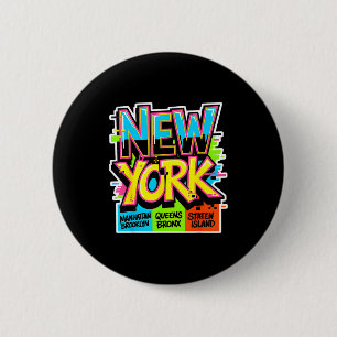 New york city skyline bronx queens manhattan state 6 cm round badge