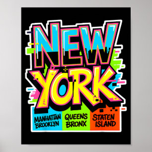 New york city skyline bronx queens manhattan state poster