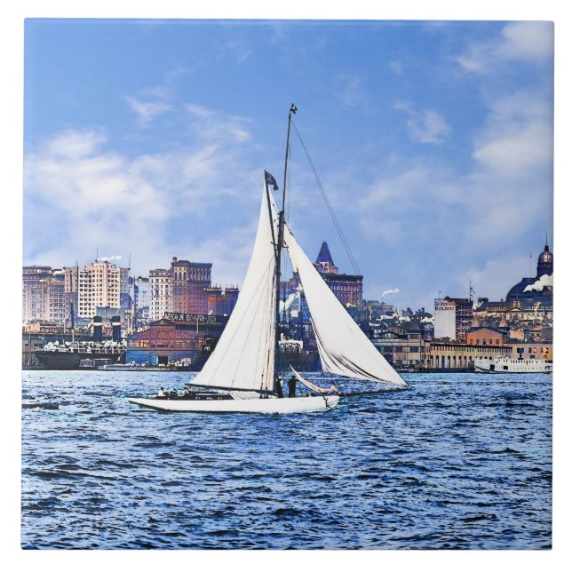 New York City Skyline Ceramic Tile (Front)