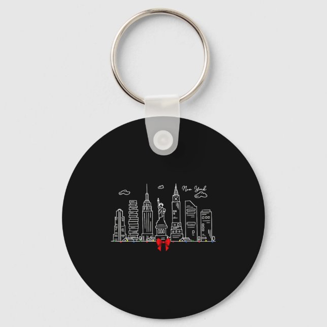 New York City Skyline Christmas Lights Nyc New Yor Key Ring (Front)