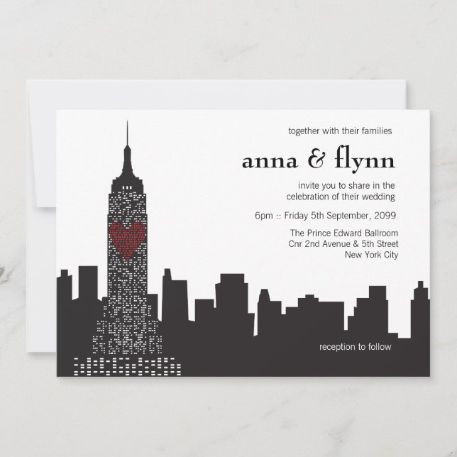New York City Skyline Cityscape Wedding Invitation (Front)