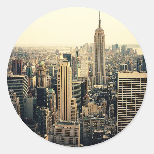 New York City Skyline Classic Round Sticker (Front)