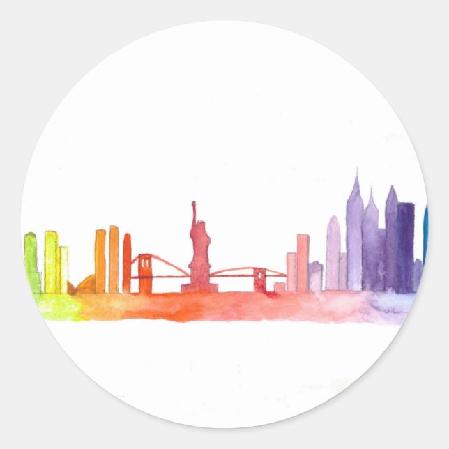 NEW YORK CITY skyline Classic Round Sticker (Front)