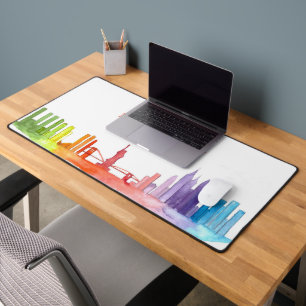 New York City Skyline Colourful Modern Manhattan Desk Mat