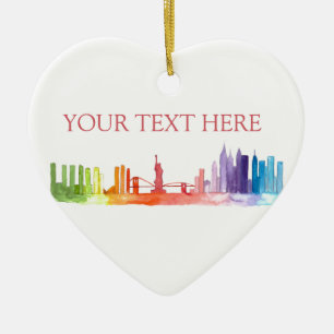 NEW YORK CITY skyline Colourful NYC travel modern Ceramic Ornament