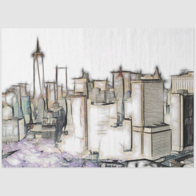 New York City Skyline Decoupage Tissue Paper (Front)